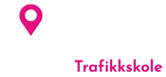 Vinterbro Trafikkskole logo i hvit og rosa